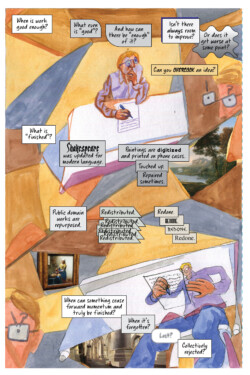 Page one of the <a href="https://thecomicjam.com/subconscious-and-normal-people-in-a-superhero-world-456b5eb09ea9" target="_blank" rel="noopener">Comic Jam</a> story "Enough" by <b><a href="https://rexiconjesse.com/" target"_blank">Jesse Galena</a></b> and <b><a href="https://twitter.com/CGhirardo" target"_blank">Claudio Ghirardo</a></b>. Enough