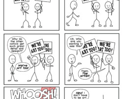 One page <a href="https://thecomicjam.com/make-the-artists-job-easy-b00388f02e9c" target="_blank" rel="noopener">Comic Jam</a> story "We're Art Too!" by <b><a href="https://www.barnesandnoble.com/s/tyler%20tarlton" target="_blank" rel="noopener">Tyler Tarlton</a></b> and <b><a href="https://sites.google.com/view/luna-grey/home" target="_blank" rel="noopener">Luna Grey</a></b>